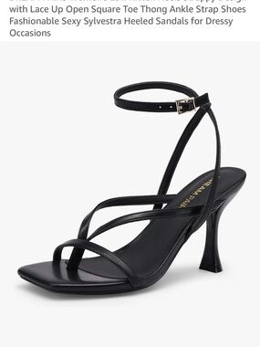 Dream Pairs Black Strappy Ankle Tie Kitten Heel Sandals